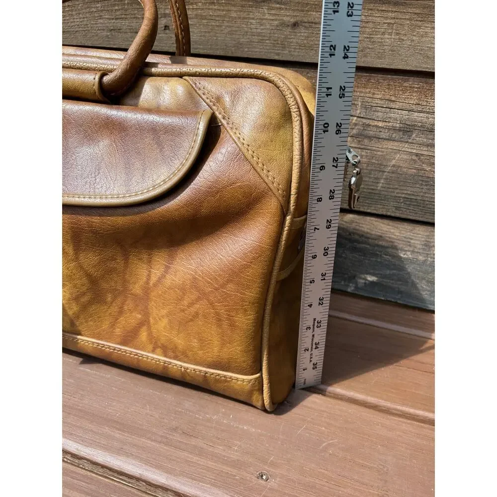 Vintage American Tourister Tan Vinyl Carry On Bag Lock 1970s Overnight Bag Item